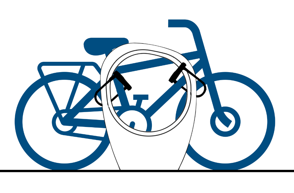 Aparcabicicletas peek ilustrando puntos de sujeción a la bicicleta