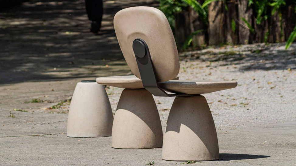 Mobiliario urbano peek.design instalado en Plaza Espacio CDMX, Ciudad de México
