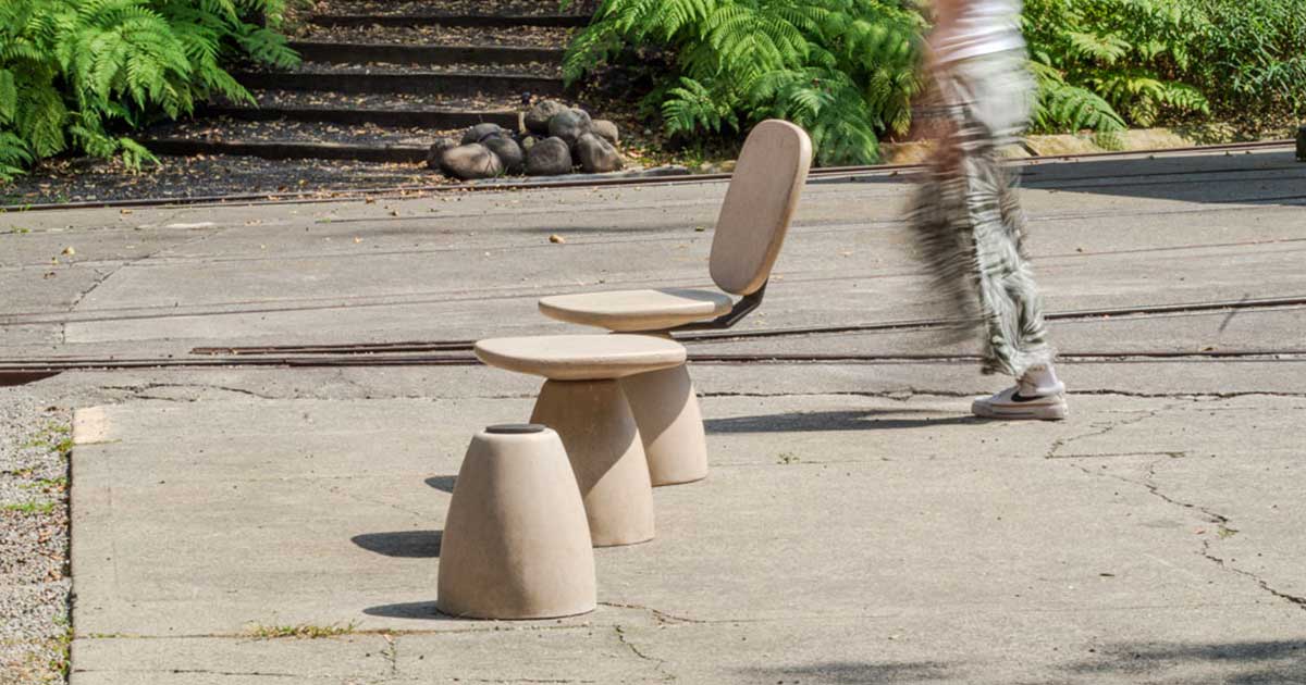 Plaza Espacio CDMX con mobiliario urbano Stone Pebble de peek.design