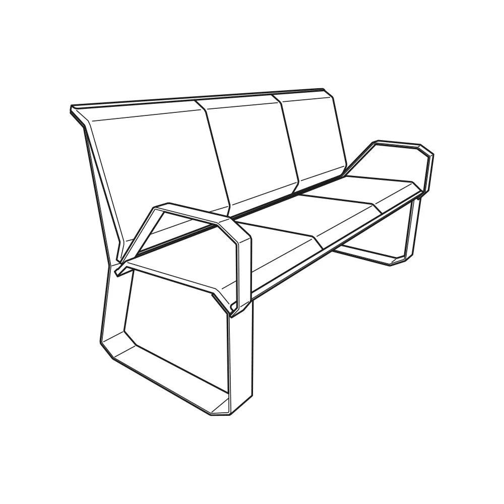 PSF-CM-04 Banca Urbana con respaldo Comfort (gris espacial, Preparado para fijar con taquetes expansivos (no incluidos))